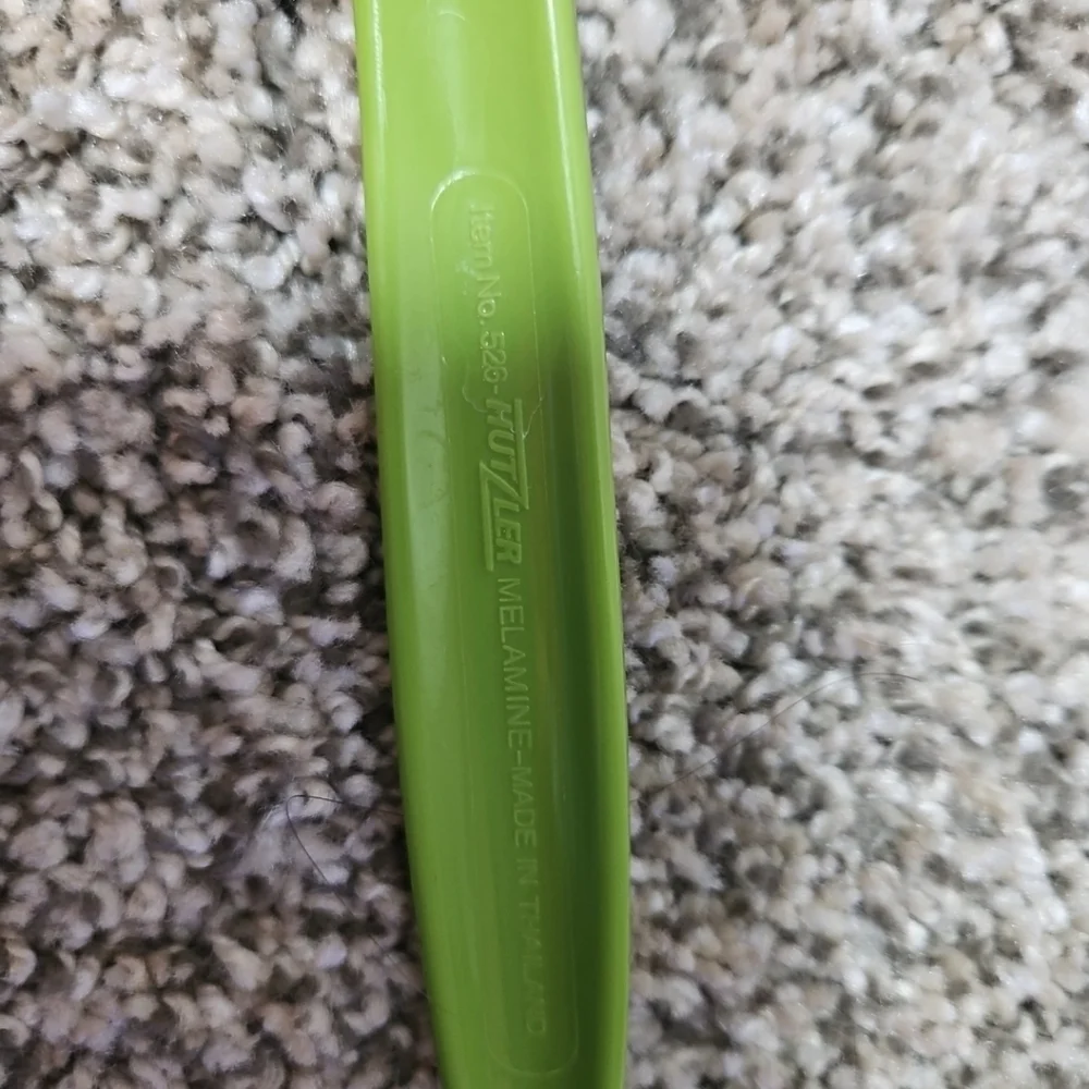 Vintage Hutzler Melamine Serving Spoon Skimmer 12 In. Avocado Green Flatware Set